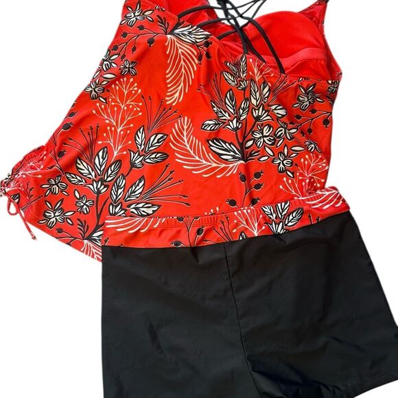 NWT Women’s Two Piece Swimsuit Tankini Top Shorts set full coverage XL NEW - Picture 7 of 8
